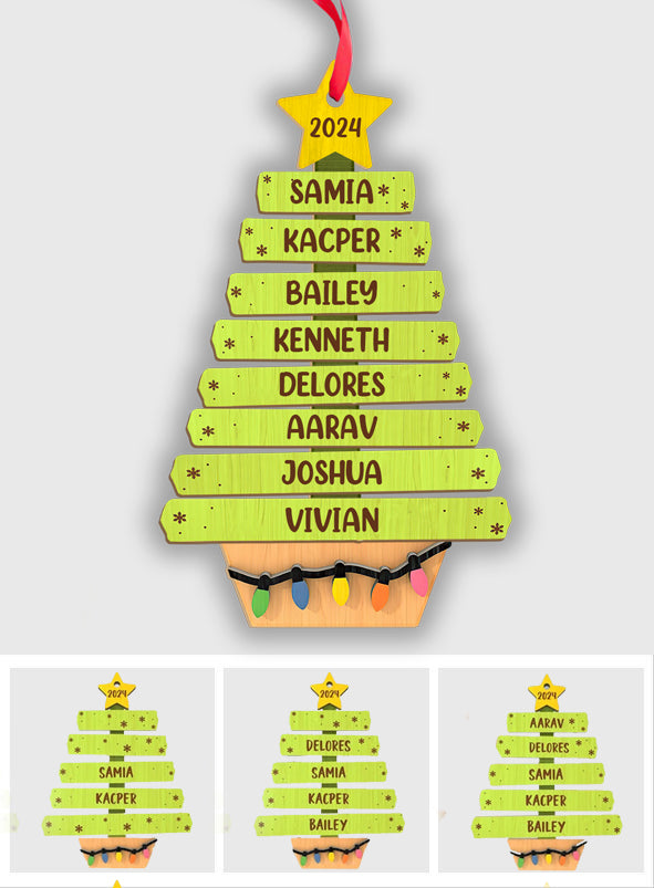 Ornement d'arbre généalogique - Ornement familial personnalisé en 2 parties superposées