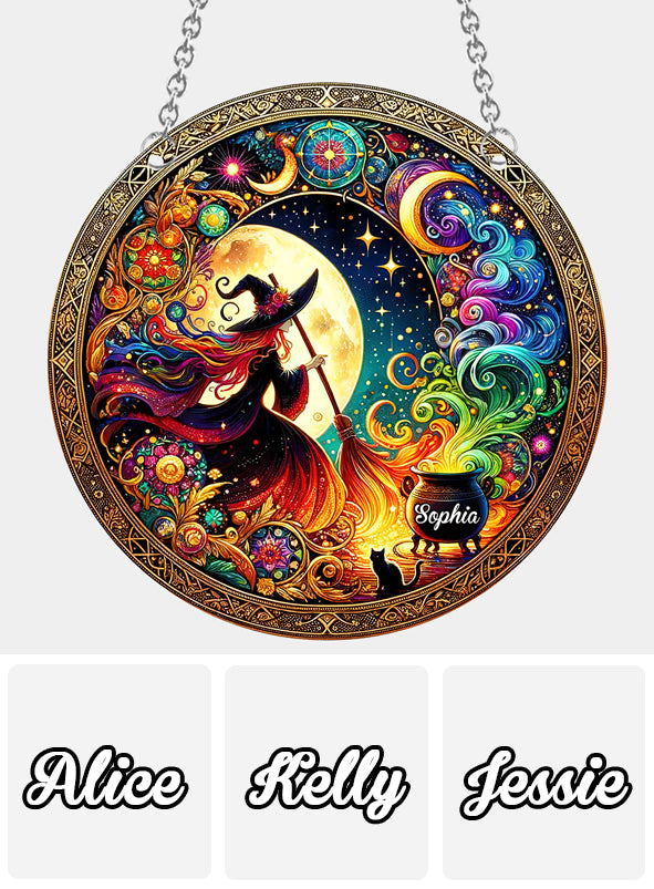 Belle Sorcière - Ornement Attrape-Soleil à suspendre à la fenêtre, personnalisé et orné d'une sorcière