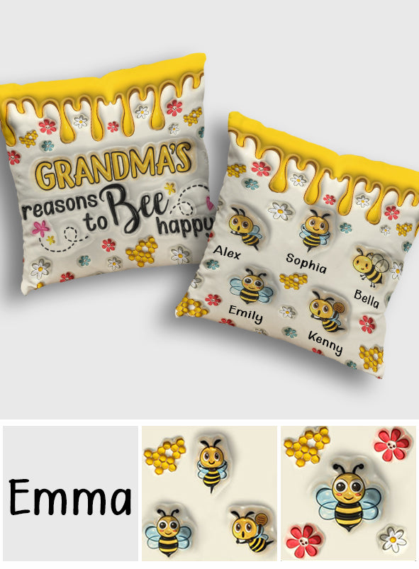 Les raisons de grand-mère d'être heureuse - Coussin décoratif personnalisé pour grand-mère