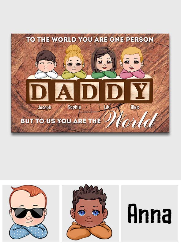 Tu es le monde - Toile et affiche personnalisées pour papa