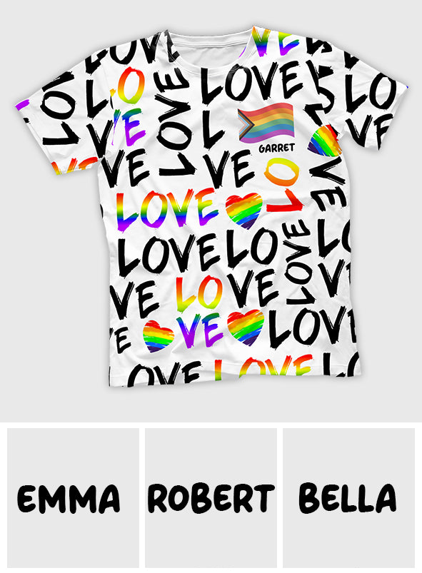 Love is Love - Personalized LGBT Support All Over Shirt