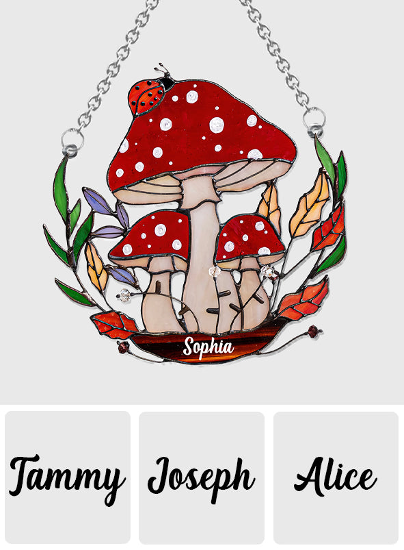 The Little Mushroom Garden - Personalized Mushroom Window Hanging Suncatcher Ornament