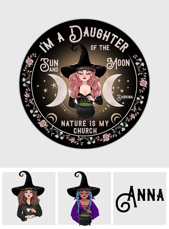 Je suis une fille du soleil et de la lune, la nature est mon église - Tapis rond personnalisé de sorcière