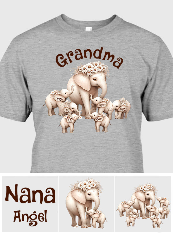 T-shirt et sweat à capuche personnalisés « Éléphant mignon » pour grand-mère