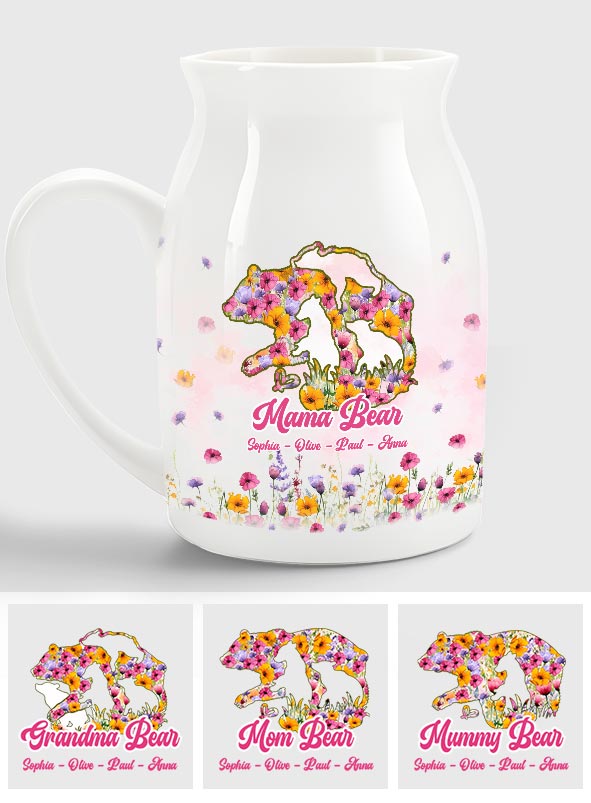 Maman Ours - Vase à fleurs en céramique personnalisé pour maman