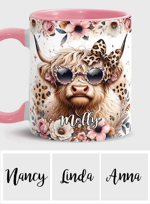 Mug personnalisé « Vache cool avec lunettes léopard »