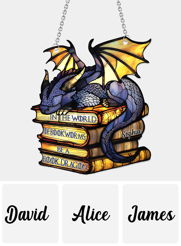 Dans le monde des amoureux des livres, soyez un dragon des livres ! - Décoration attrape-soleil personnalisée en forme de livre à suspendre à la fenêtre