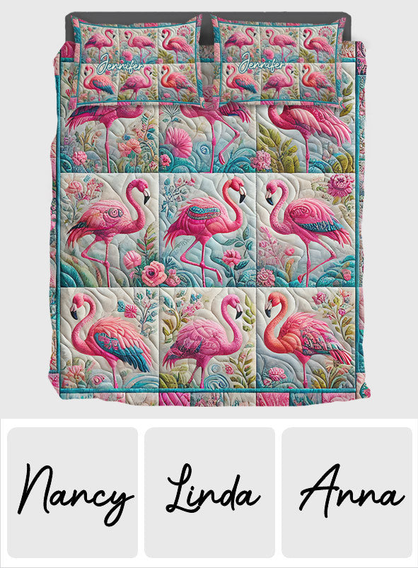 Ensemble de literie flamant rose vintage personnalisé