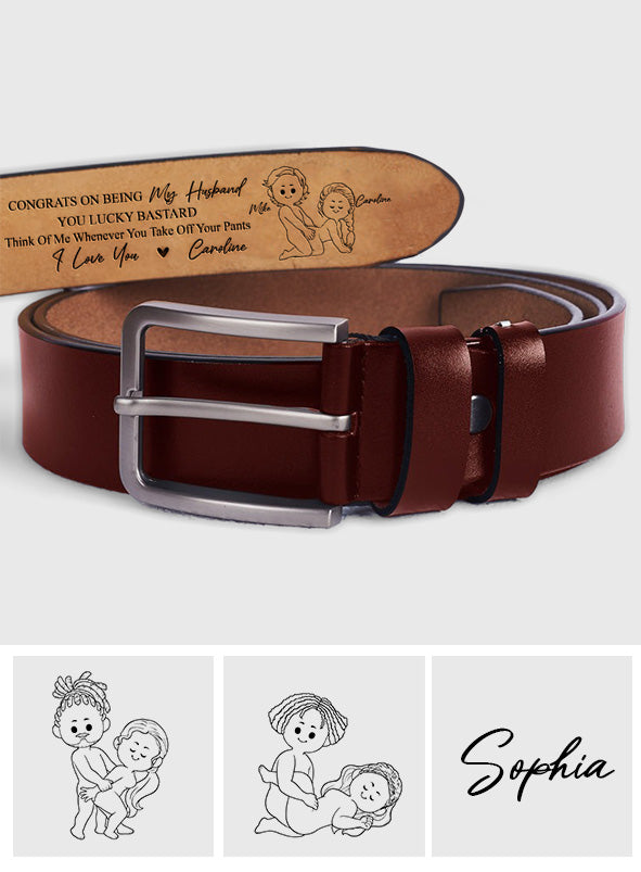 Congrats On Being My Husband - Personalized Couple Leather Belt