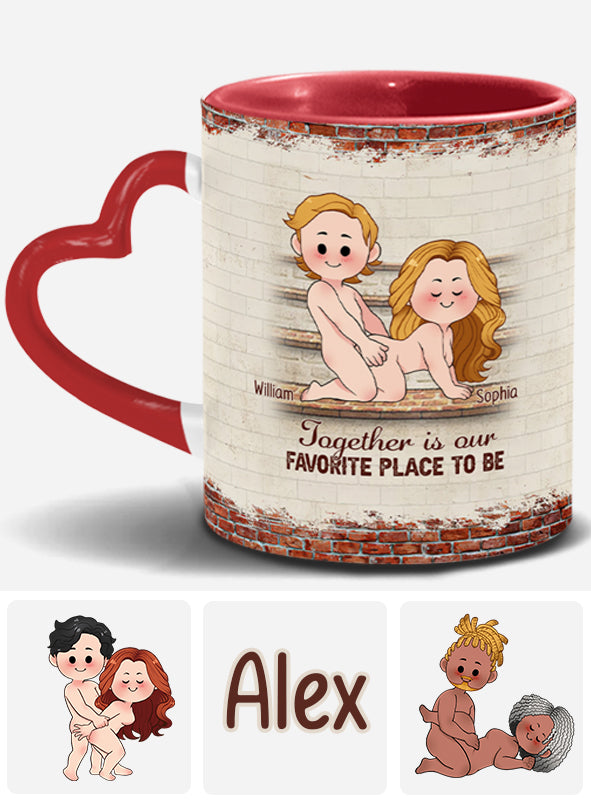 Je t'aime - Mug personnalisé pour couple avec anse en forme de cœur