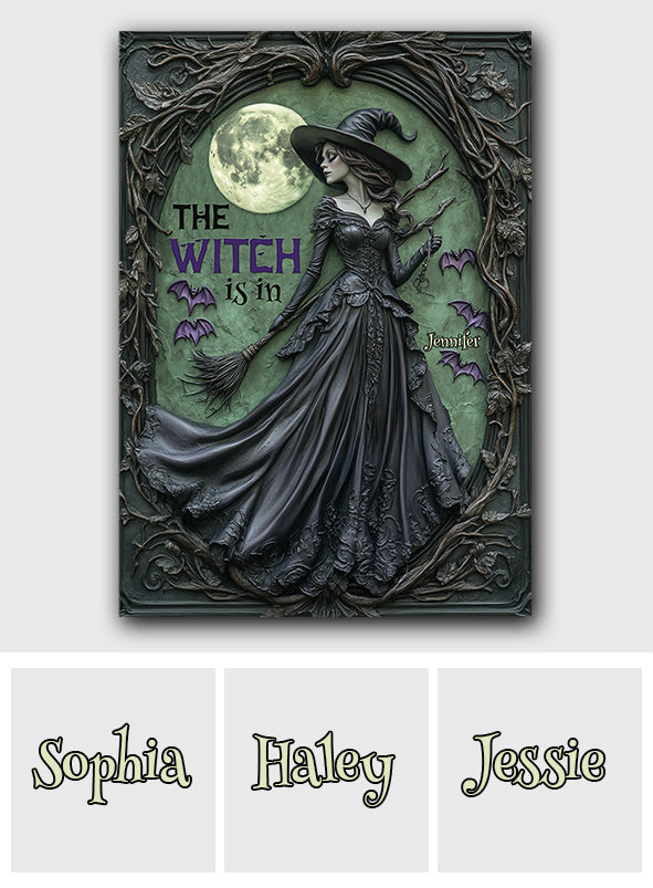 La sorcière est là - Panneau métallique rectangulaire personnalisé « Sorcière »