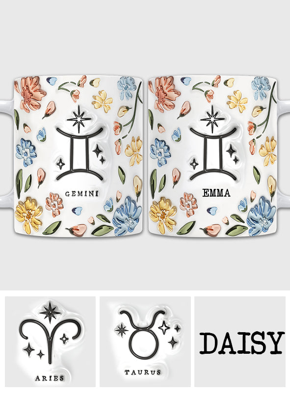 Floral Zodiac Sign - Personalized Horoscope Mug
