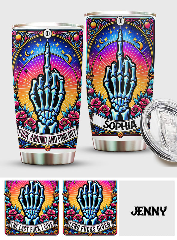 The Zero Of Fcks Funny Tarot Card - Personalized Skull Tumbler