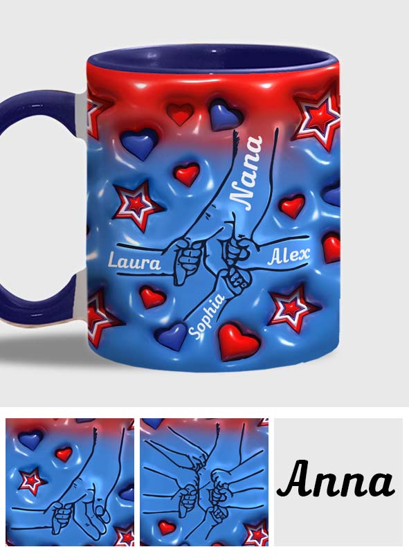 Mug personnalisé « Grand-mère et ses petits-enfants se tenant la main »