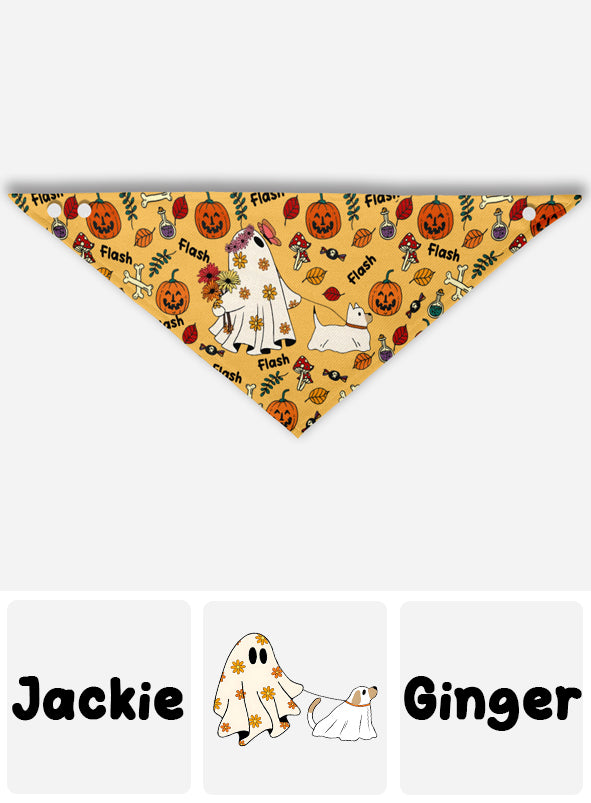 Bandana personnalisé pour chien fantôme mignon, citrouille et chauve-souris