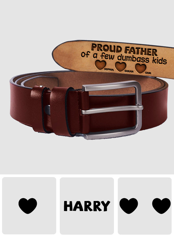 Fier papa de plusieurs enfants - Ceinture en cuir personnalisée pour papa