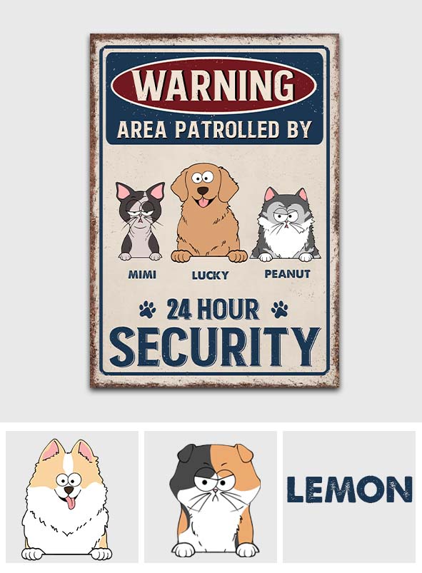 24 Hour Security - Personalized Dog Rectangle Metal Sign