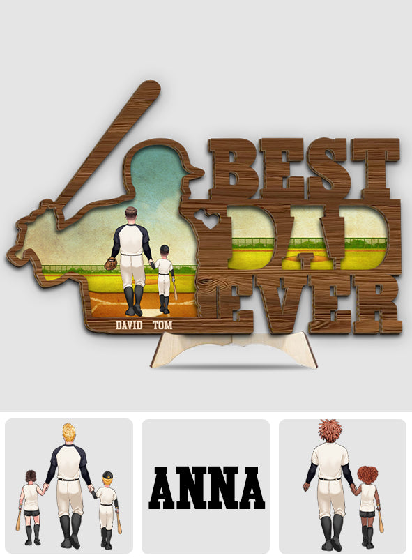 Best Dad Ever Baseball Dad - Personalized Baseball 2 Layered Wood Sign / Wood Plaque