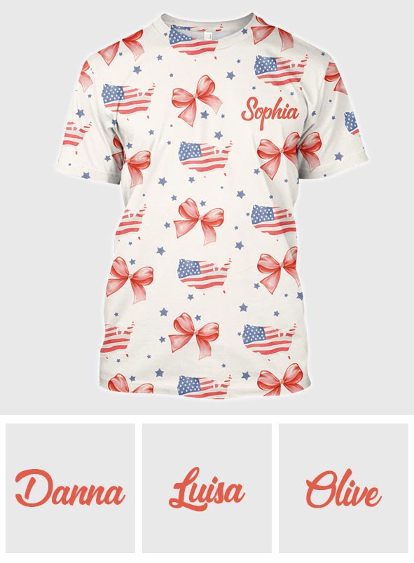 T-shirt Coquette American Girl personnalisé pour la fête nationale américaine (4 juillet)