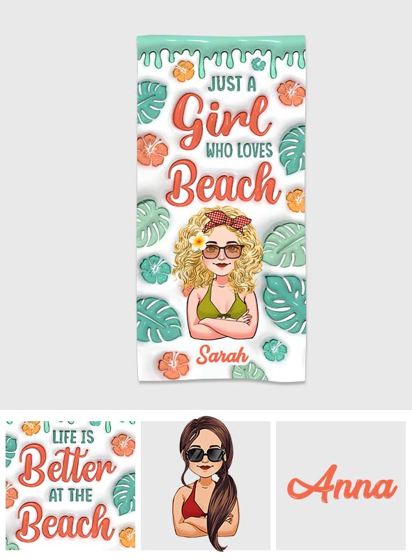 La vie est plus belle à la plage - Serviette de plage personnalisée pour les amoureux de la mer