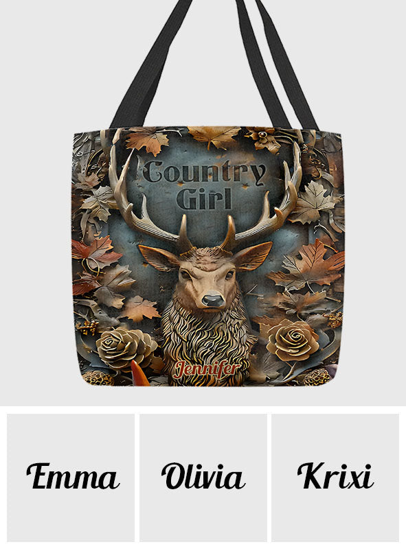 Country Girl - Personalized Hunting Tote Bag