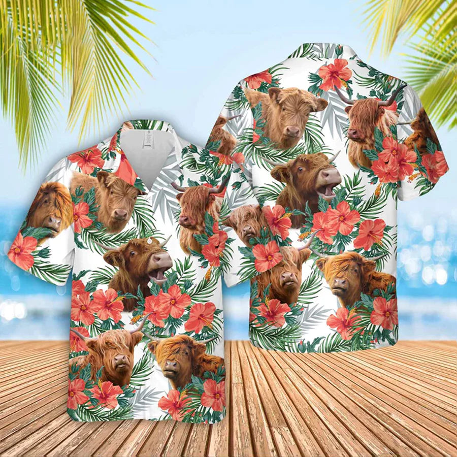 Chemise hawaïenne Highland Cow Lovers 0624