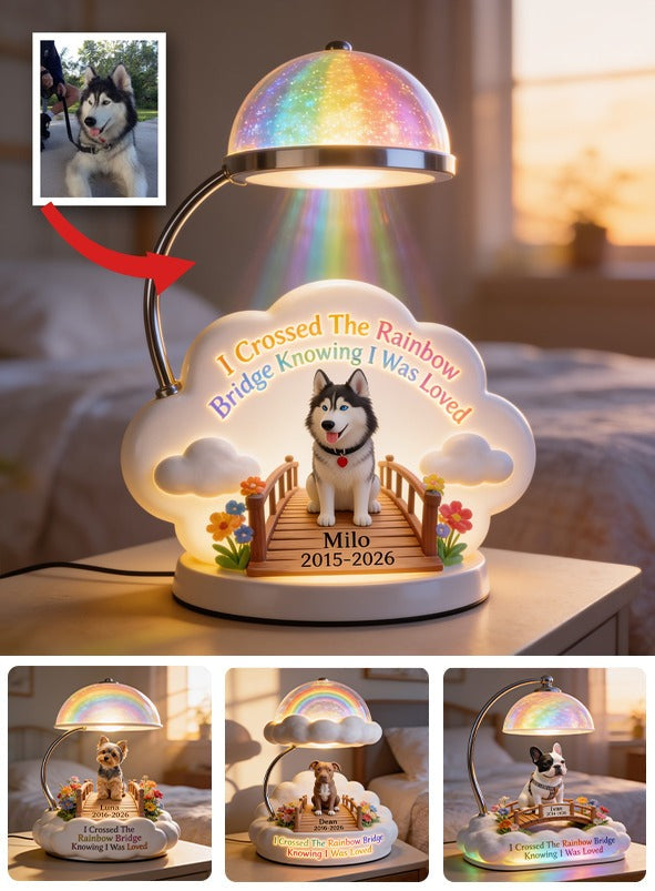 I Crossed The Rainbow Bridge - Personalized Siberian Husky Acrylic LED Night Light