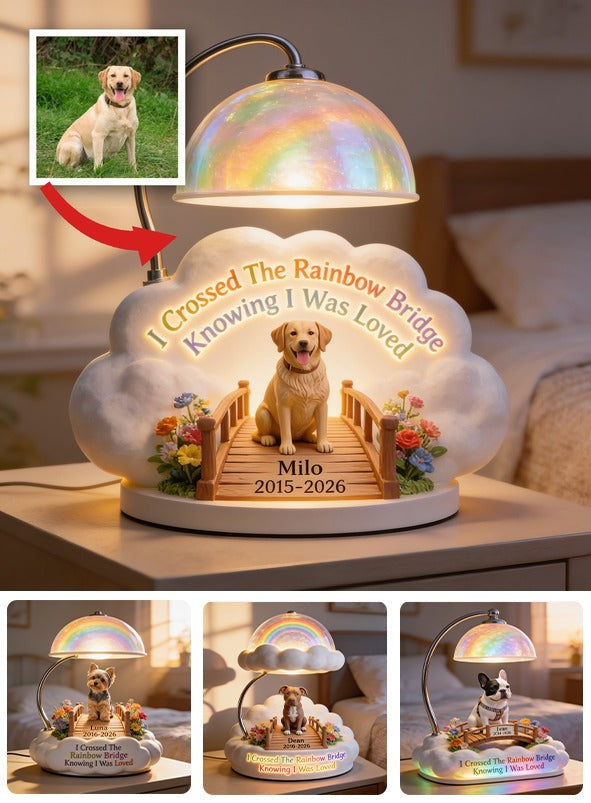 I Crossed The Rainbow Bridge - Personalized Yellow Labrador Retriever Acrylic LED Night Light