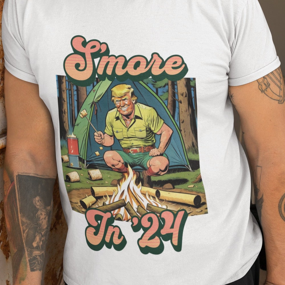 T-shirt « S'more en 2024 » Donald Trump 2024, T-shirt humoristique Trump, T-shirt MAGA, T-shirt de campagne Trump, T-shirt patriotique « L'Amérique d'abord », T-shirt et sweat à capuche « S'mores autour d'un feu de camp »