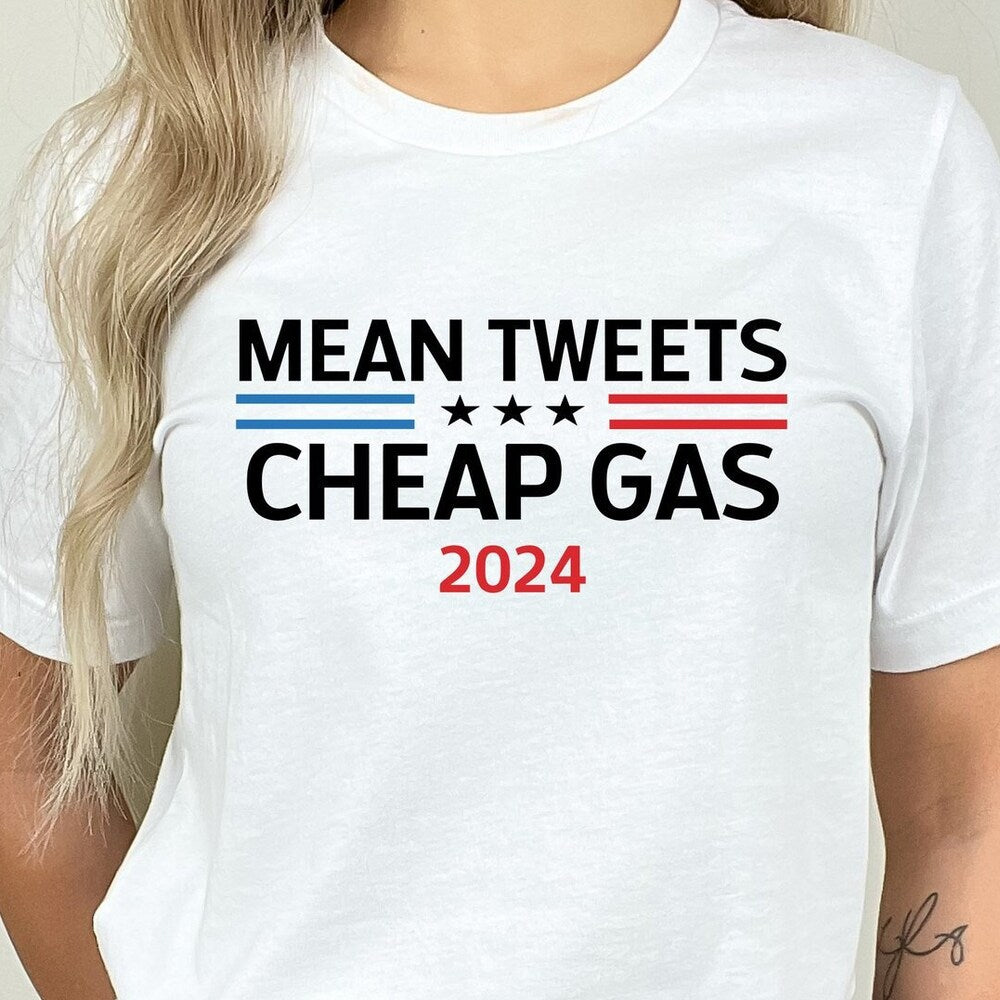 T-shirt « Mean Tweets and Cheap Gas 2024 », T-shirt républicain, T-shirt pro-Trump, T-shirt anti-Biden, Cadeau républicain patriotique, T-shirt et sweat à capuche « Trump Election Outfits »