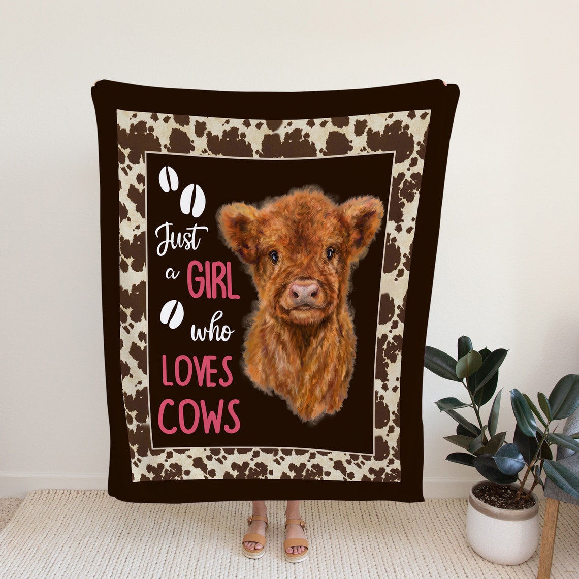 Couverture vache Highland mignonne 0624