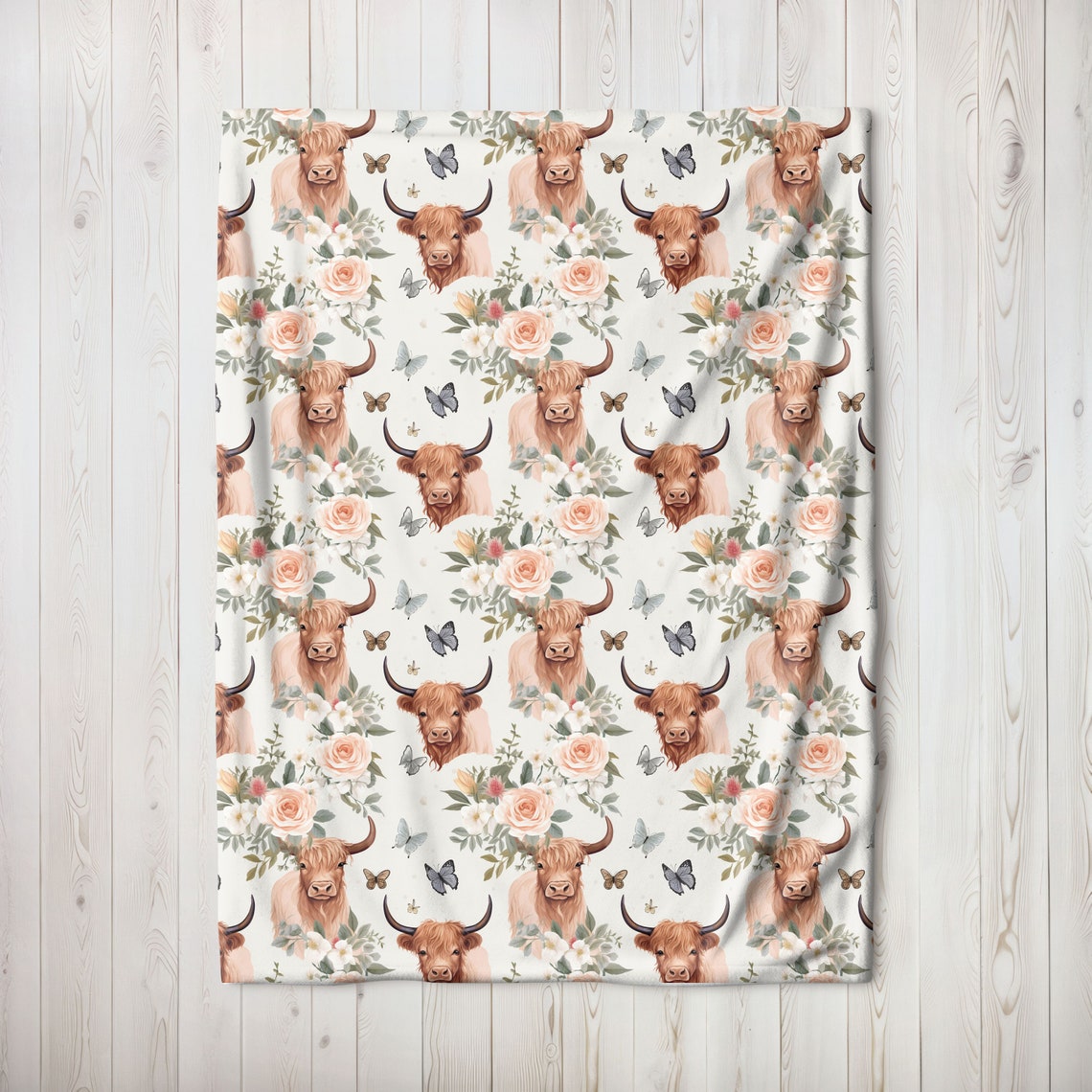 Couverture vache Highland mignonne 0624