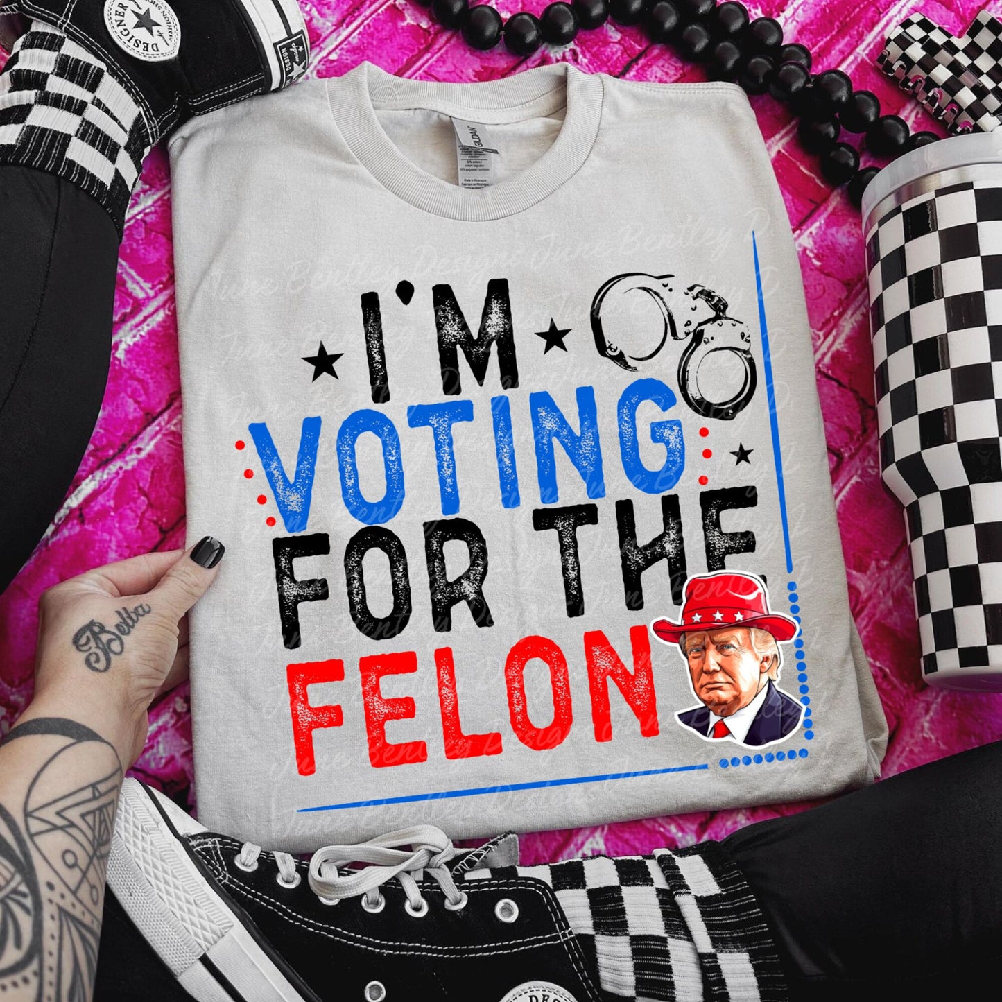 T-shirt « Je vote pour FeI0n en 2024 », T-shirt Trump 2024, T-shirt FeI0n 2024, T-shirt drapeau Trump 2024, T-shirt et sweat à capuche avec le visage de Trump