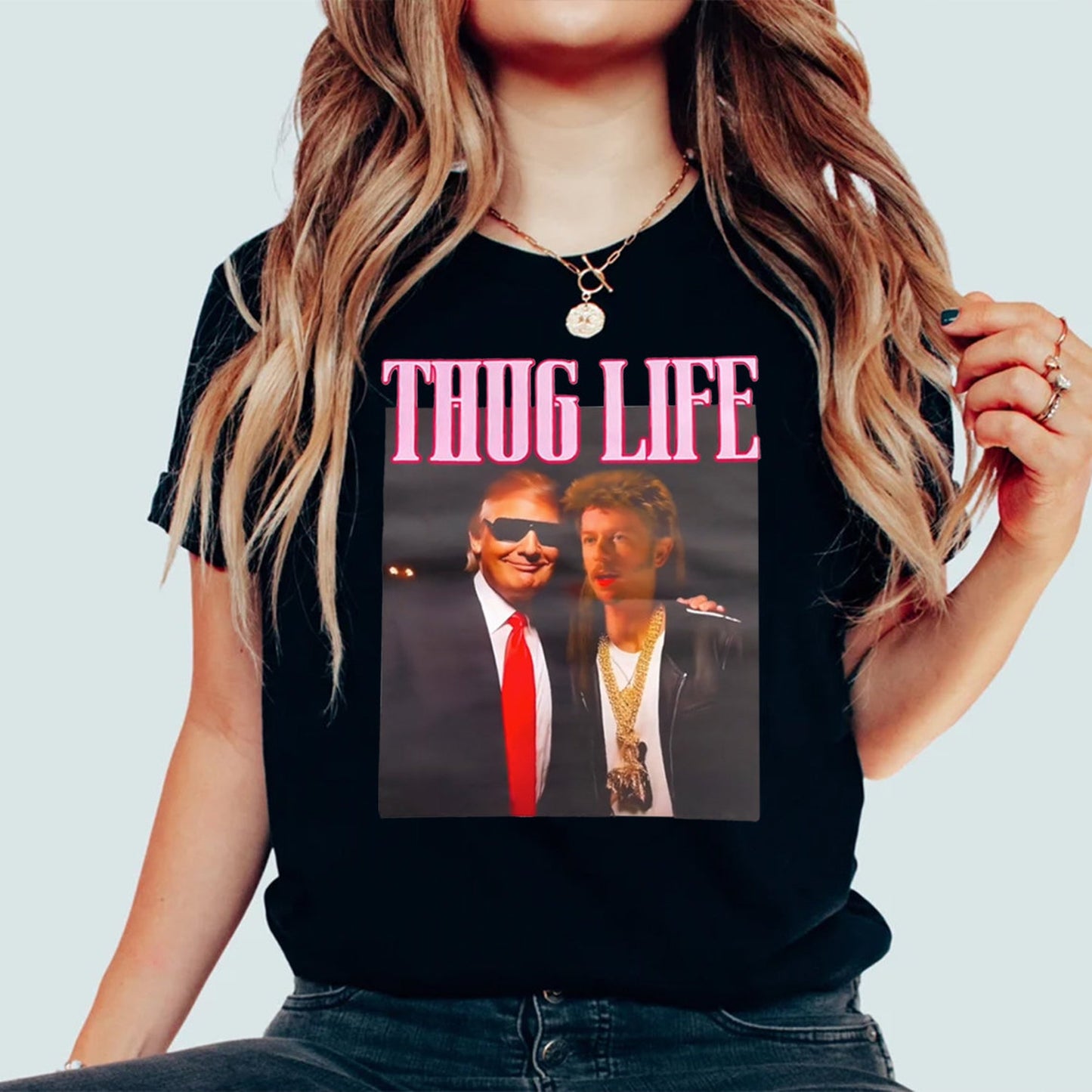 T-shirt Trump et J@e Dirt Thug Life, T-shirt Trump Thug Life, T-shirt viral Trump, Cadeaux républicains, T-shirt et sweat à capuche Trump Thug Life