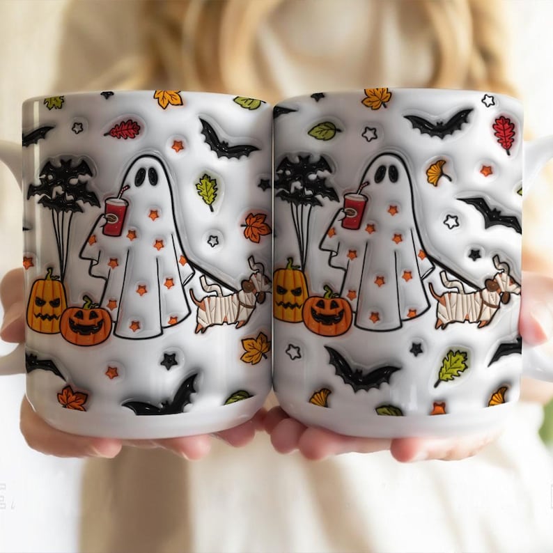 Petthouse Ghost Walking Dog Halloween Mug 0924