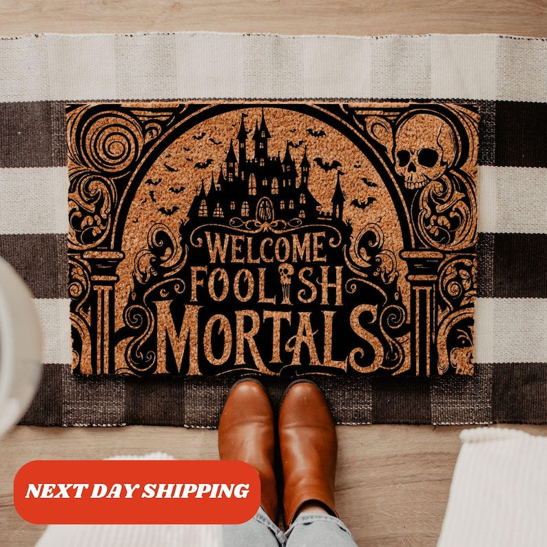 Welcome Foolish Mortals Doormat Halloween Doormat 0924
