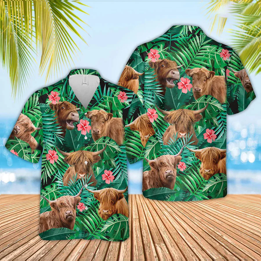 Chemise hawaïenne Highland Cow Lovers 0624