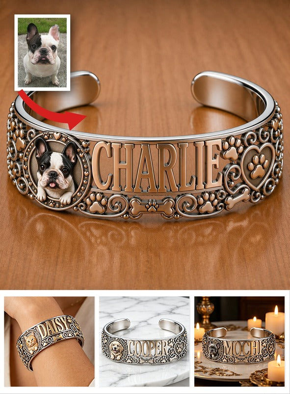 Bracelet en Cuir Personnalisé pour Bulldog Français - Cadeau Bijoux pour Amoureux de Chiens
