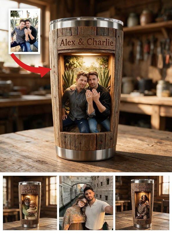 Personalized LGBT Latin Couple Tumbler 'You & Me We Got This' Rustic Wedding Engagement Gift For Gay Partners