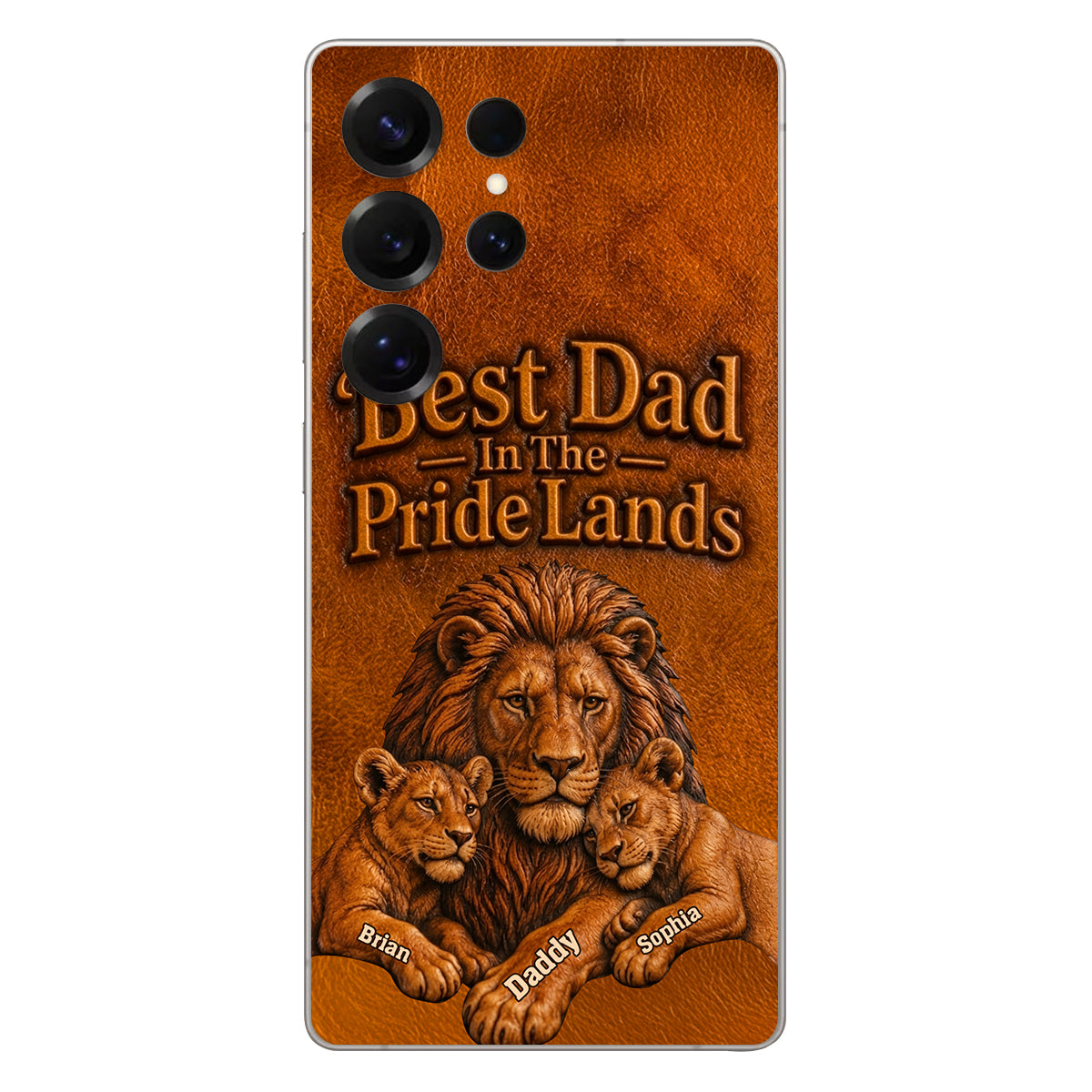 Papa Lion - Coque de téléphone en cuir personnalisée 3D