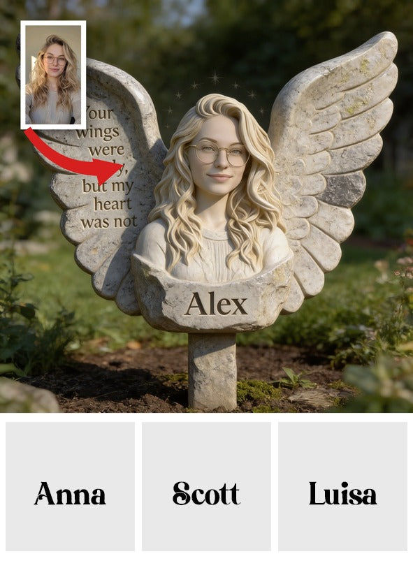 Your Wings Were Ready Personalized Girl Memorial Angel Acrylic Garden Plaque, Bereavement Sympathy Remembrance Gift