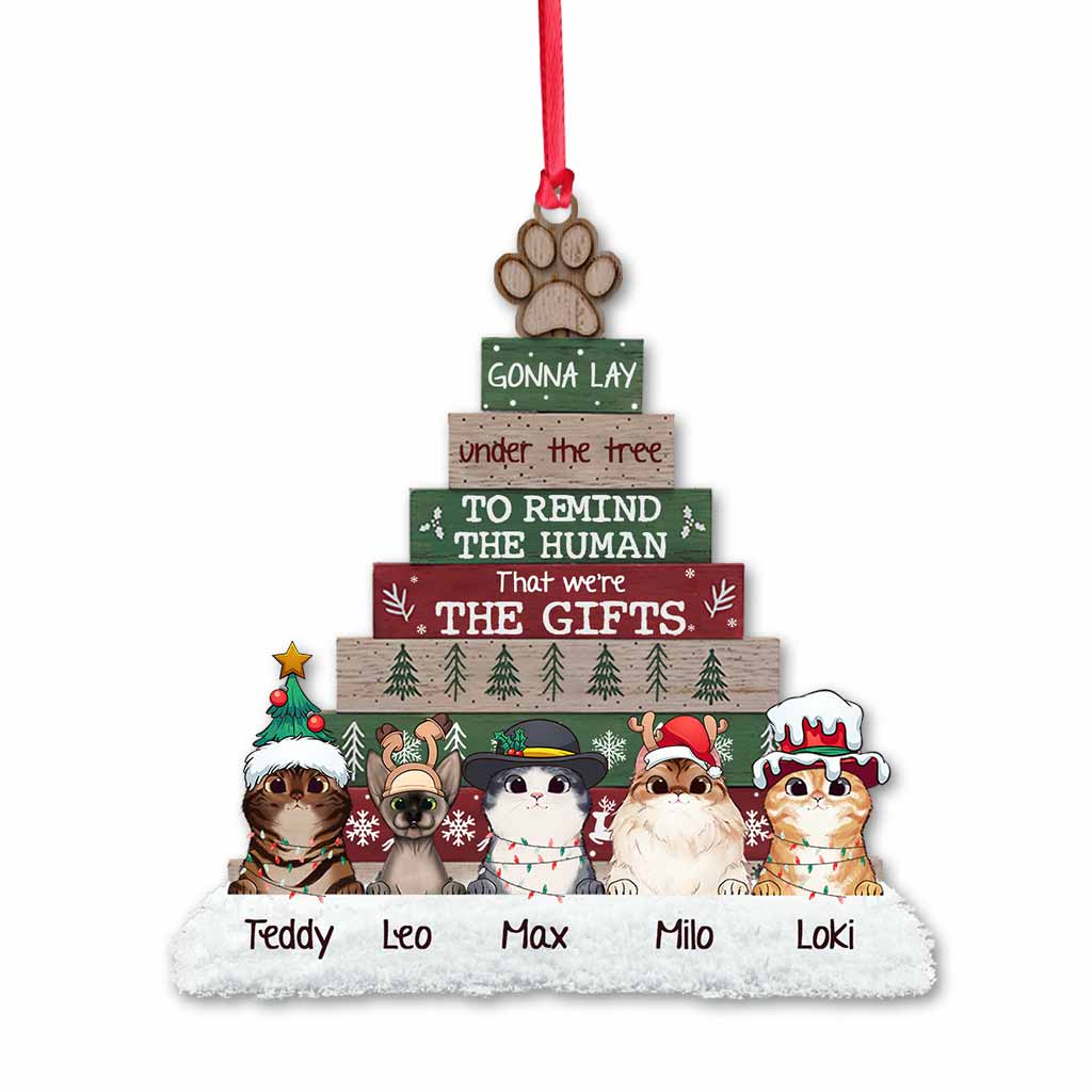 Je vais me coucher sous le sapin - Ornement de Noël personnalisé en forme de chat