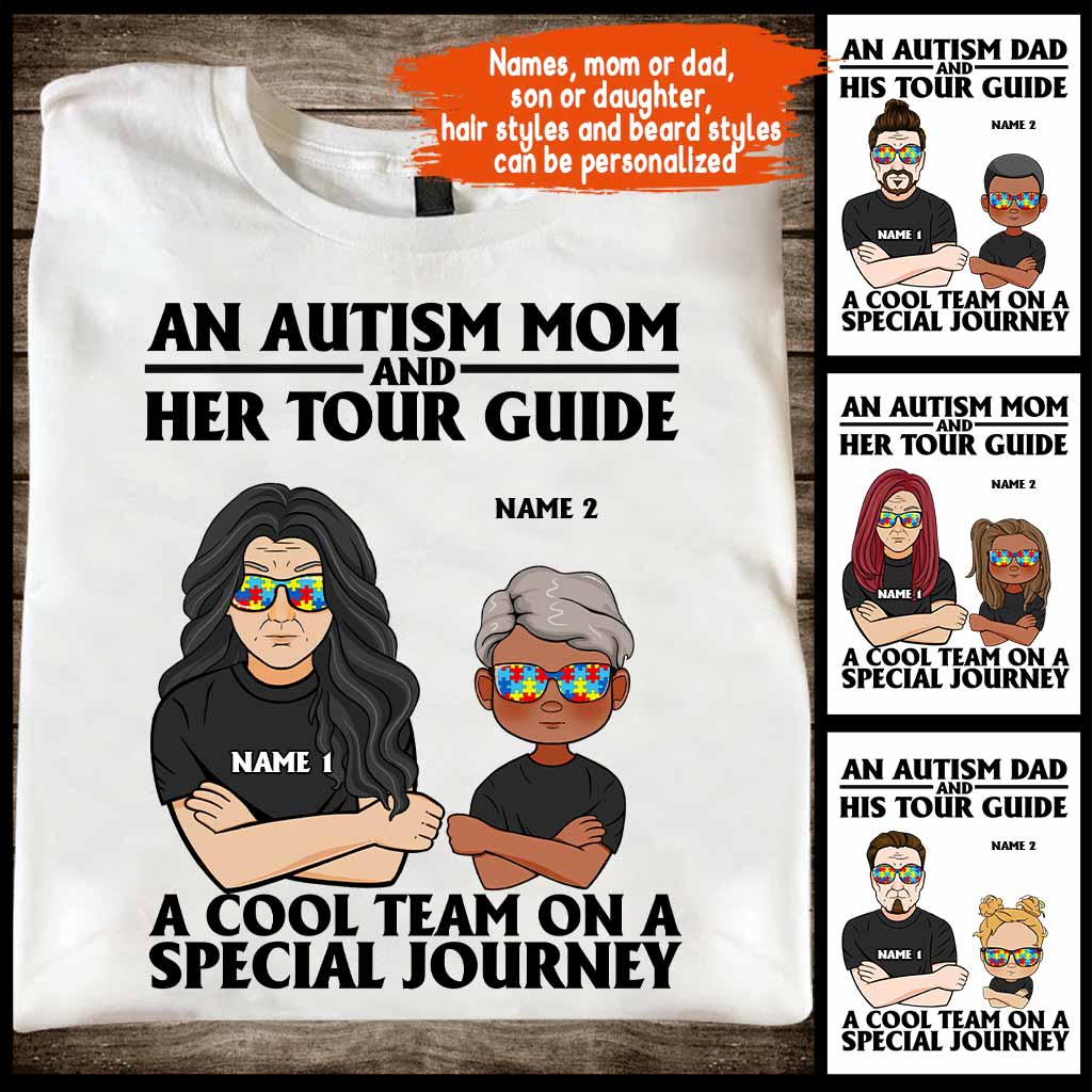 Une maman d'enfant autiste et son guide touristique - T-shirt et sweat à capuche personnalisés pour la sensibilisation à l'autisme