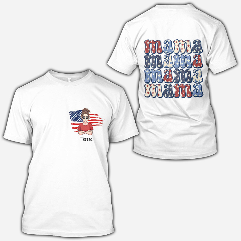 T-shirt personnalisé « All American Mama » - Cadeau pour maman, tante, grand-mère