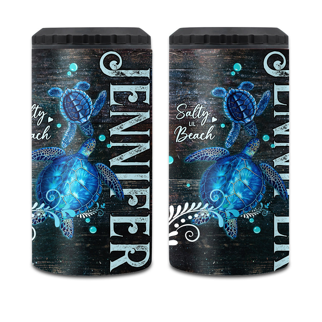 Salty Lil Beach - Refroidisseur de canettes personnalisé en forme de tortue