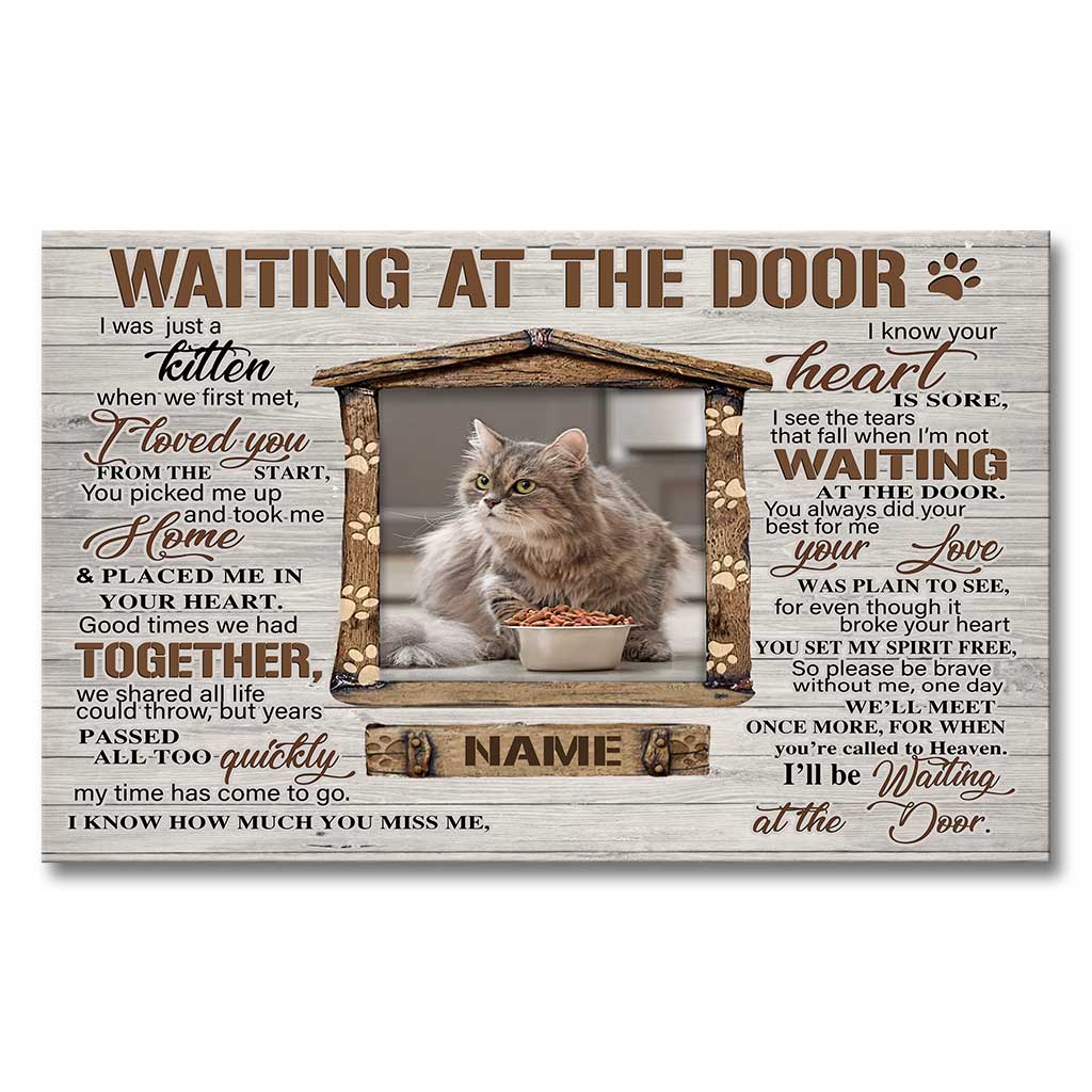 Attendre à la porte - Toile et affiche personnalisées pour chat