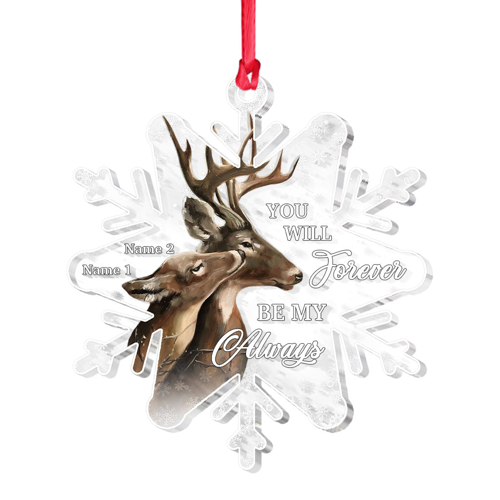 Tu seras toujours mon/ma « éternellement » - Ornement de Noël transparent personnalisé sur le thème de la chasse