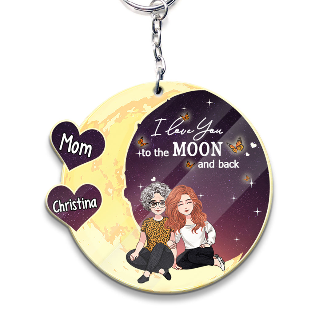 Aller sur la Lune et retour - Cadeau pour maman, grand-mère - Porte-clés personnalisé