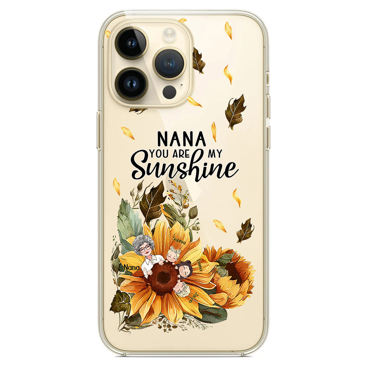 Mamie, tu es mon rayon de soleil - Coque de téléphone transparente personnalisée pour grand-mère