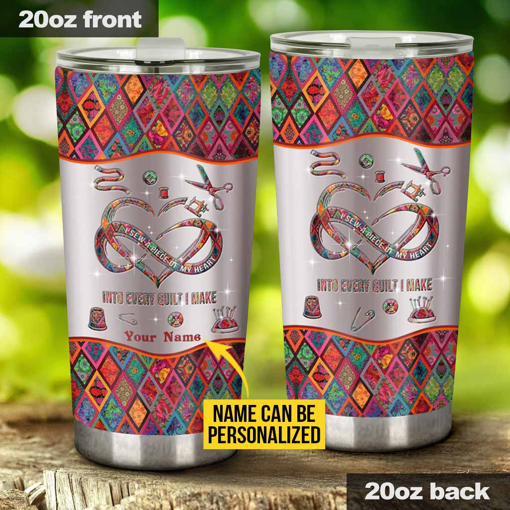 Gobelet personnalisé « Je couds un morceau de mon cœur »